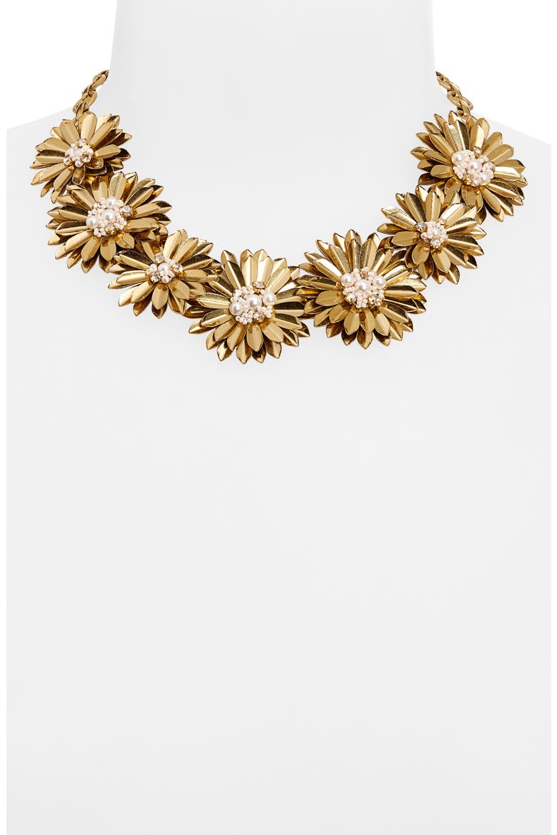 Erena Flower Statement Necklace, Alternate, color, GOLD
