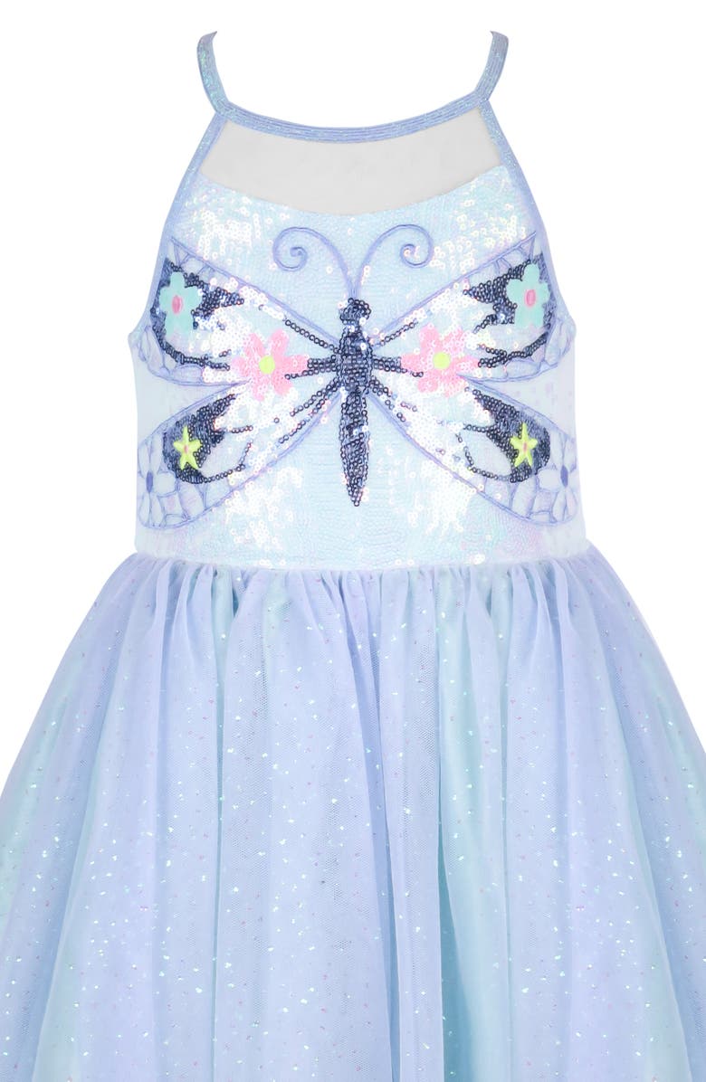 Zunie Kids' Dragonfly Sequin Party Dress, Alternate, color, Periwinkle/ Multi