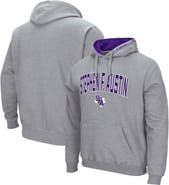 COLOSSEUM Men's Colosseum Heathered Gray Stephen F Austin Lumberjacks Arch and Logo Pullover Hoodie