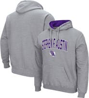 COLOSSEUM Men's Colosseum Heathered Gray Stephen F Austin Lumberjacks Arch and Logo Pullover Hoodie