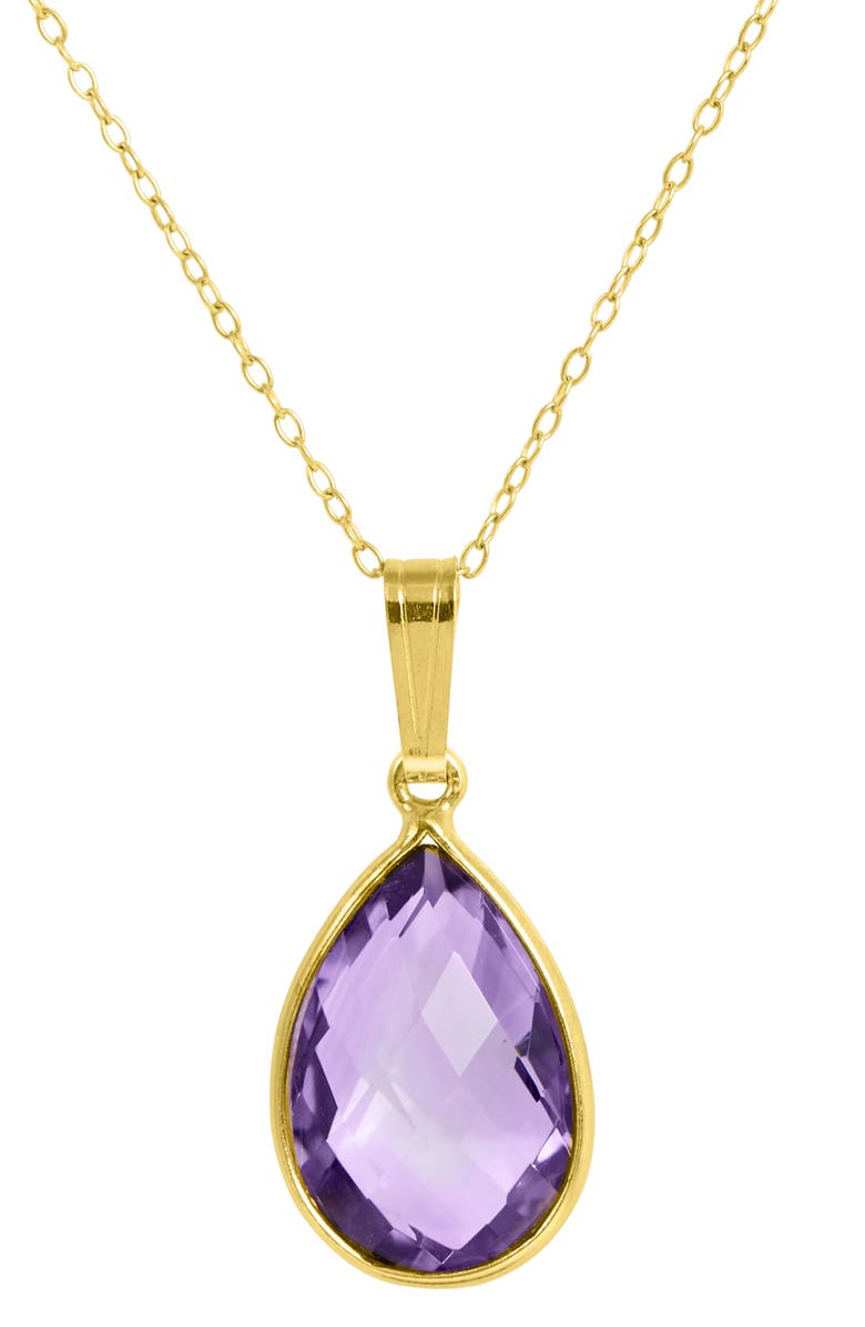 SAVVY CIE JEWELS 18K Gold Plated Sterling Silver Semiprecious Stone Pendant Necklace, Main, color,