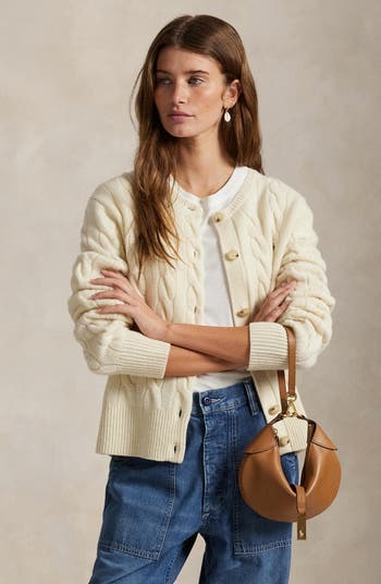 Cable Knit Wool & Cashmere Cardigan