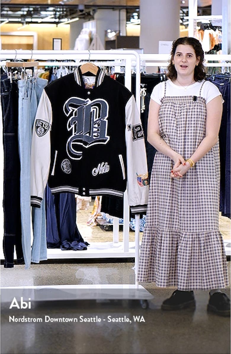 Brooklyn Nets Block Letter Wool Blend Varsity Jacket, sales video thumbnail