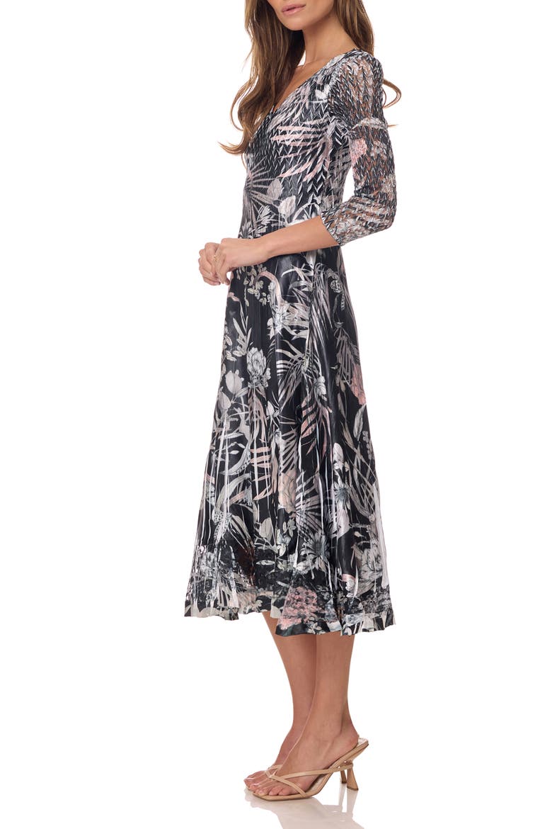 Tea Length Dress with Lace Details, Alternate, color, Shaded Tropic