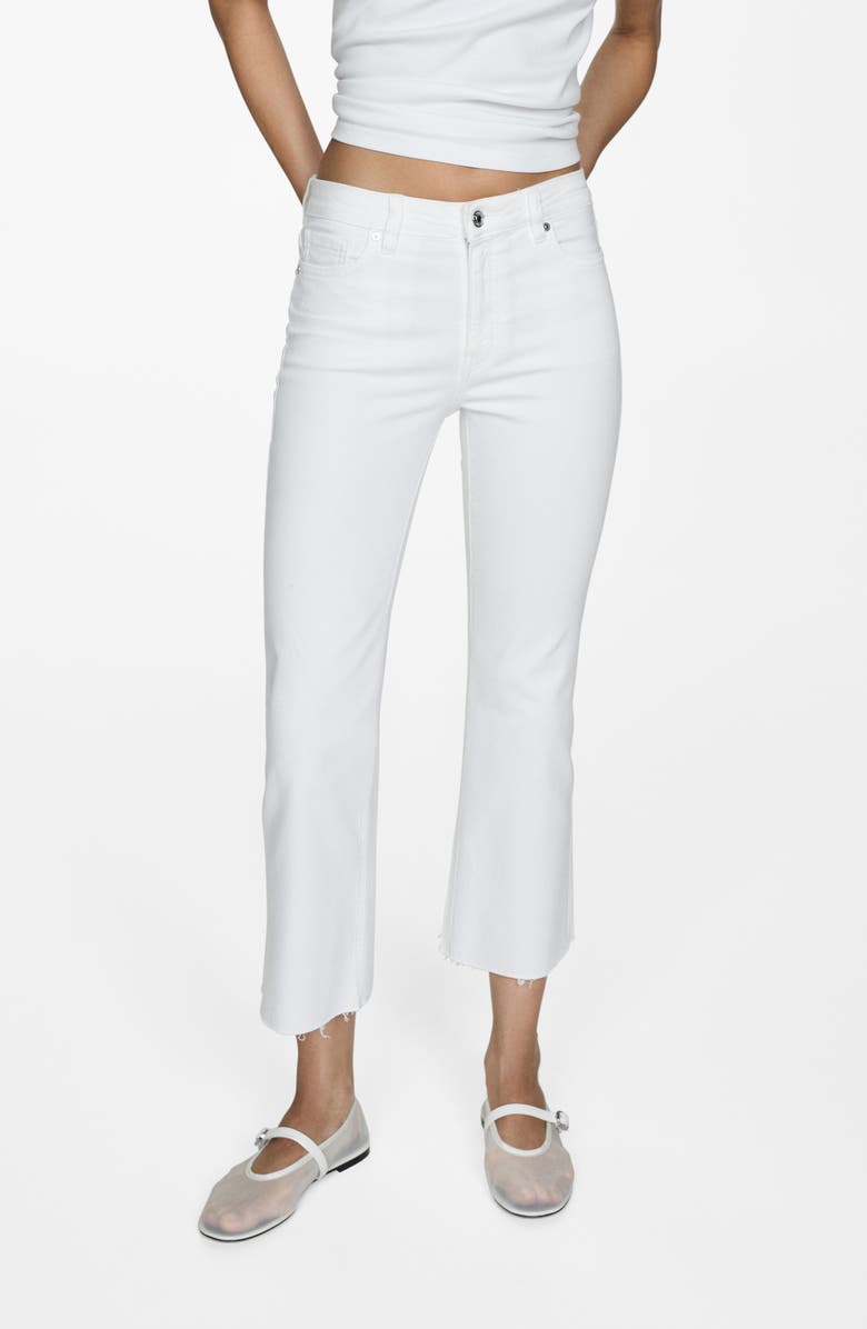 MANGO Sienna Raw Hem Crop Flare Jeans, Main, color,