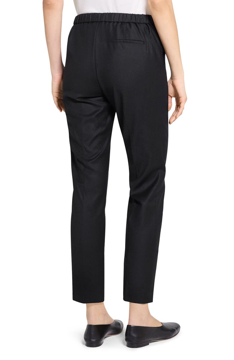 Theory Sleek Flannel Treeca Pull-On Pants, Alternate, color, Black
