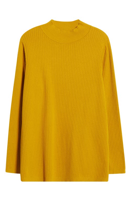 Jones New York Sutton Mock Neck Long Sleeve Cotton Blend Sweater In Gold