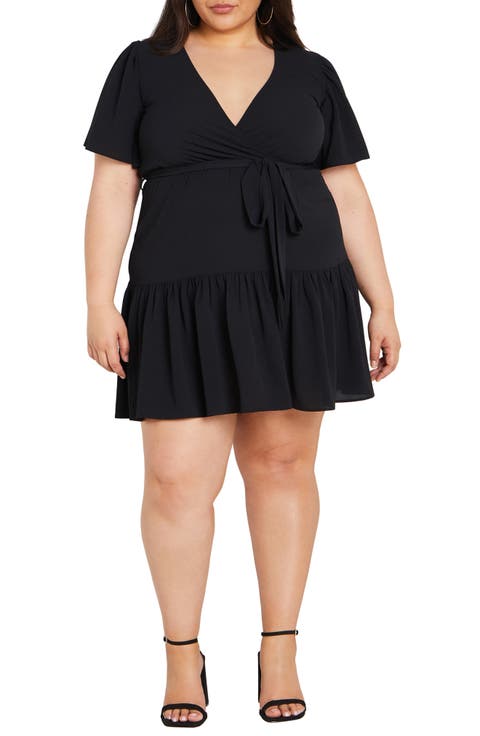 Catherine Faux Wrap Dress (Plus)