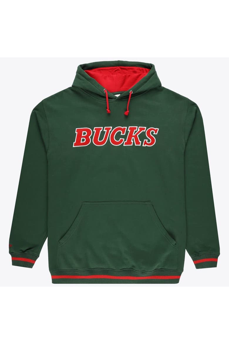 Men's Mitchell & Ness Hunter Green Milwaukee Bucks Hardwood Classics Big & Tall Hoodie, Main, color, Hunter Green