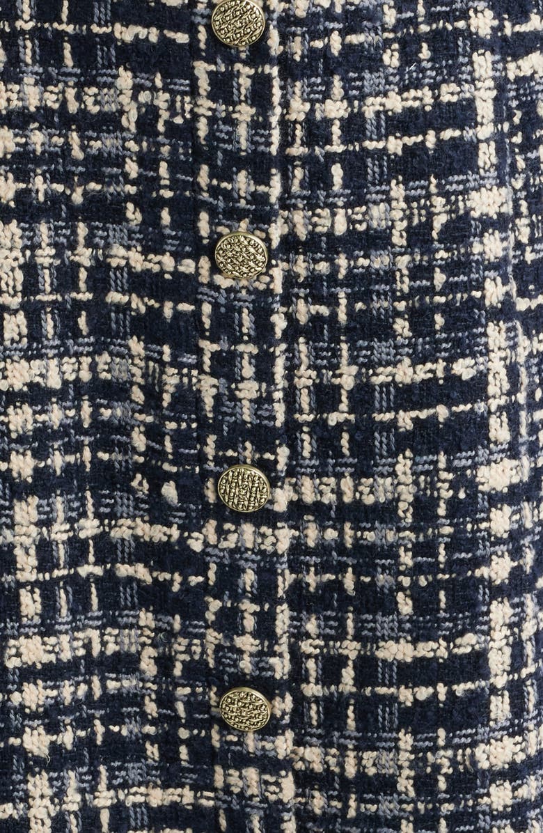 ZOE AND CLAIRE Tweed Fit & Flare Midi Dress, Alternate, color, Navy Multi