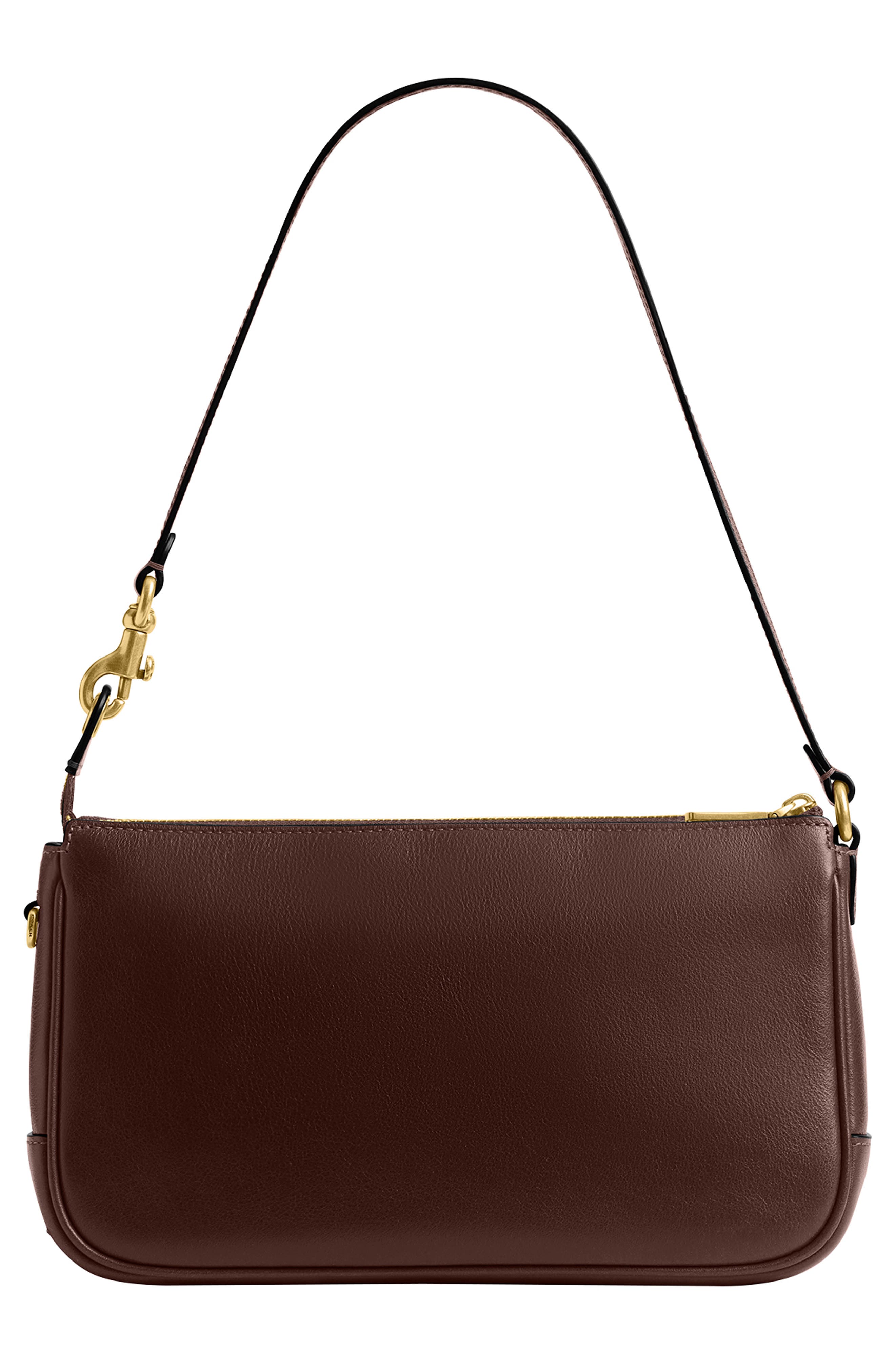 COACH Plaza Natural Grain Leather Shoulder Bag, Alternate, color, Maple