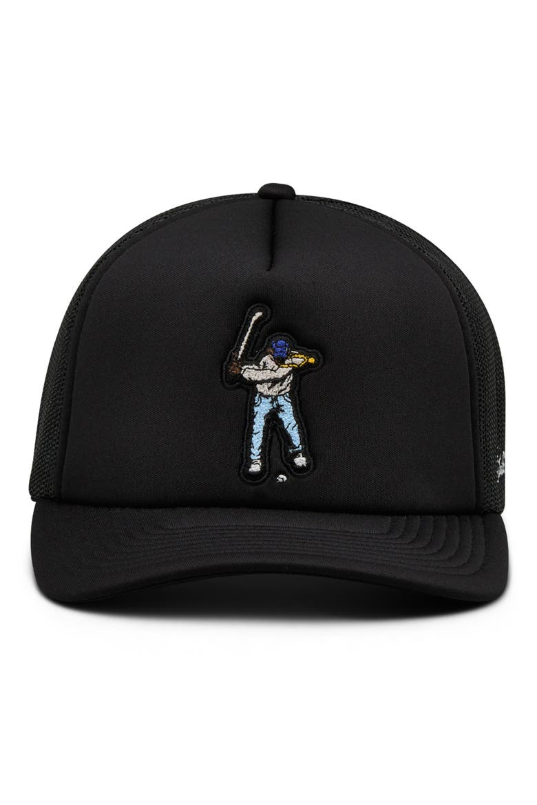 Golf Trucker Hat, Main, color, BLACK