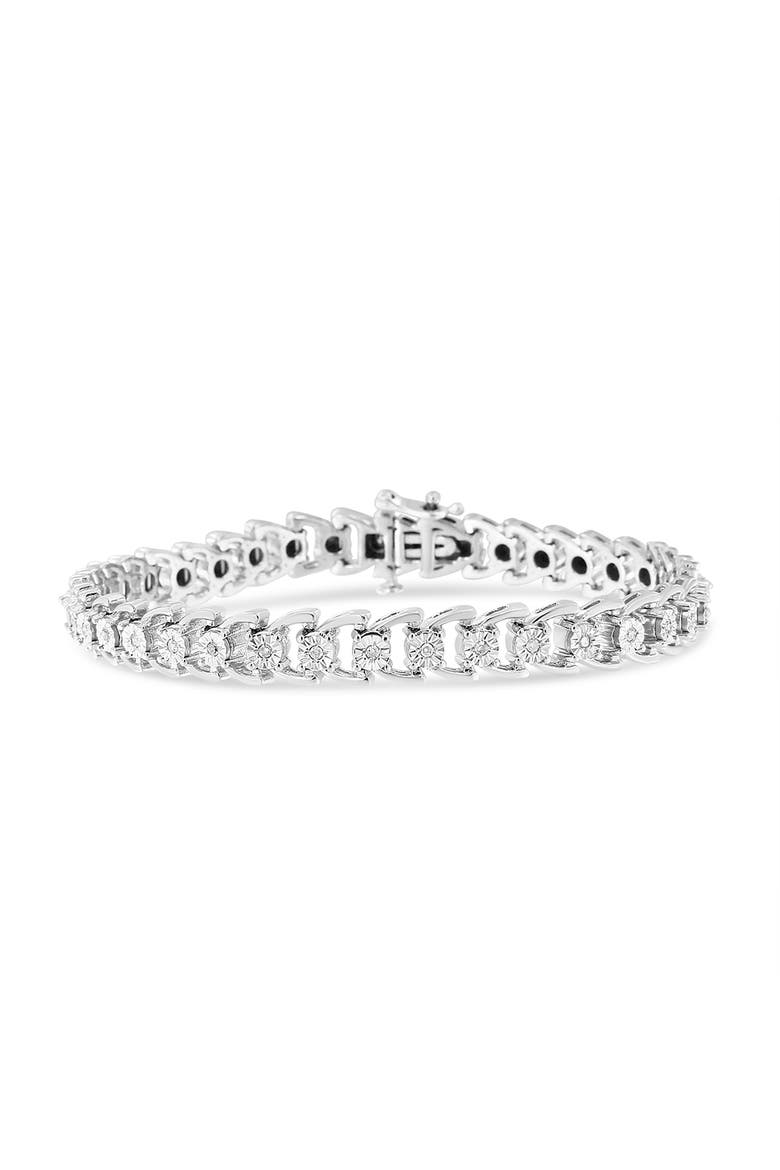 Silver 1/4 Cttw Diamond Composite Linked Composite Line Bracelet, Main, color, White