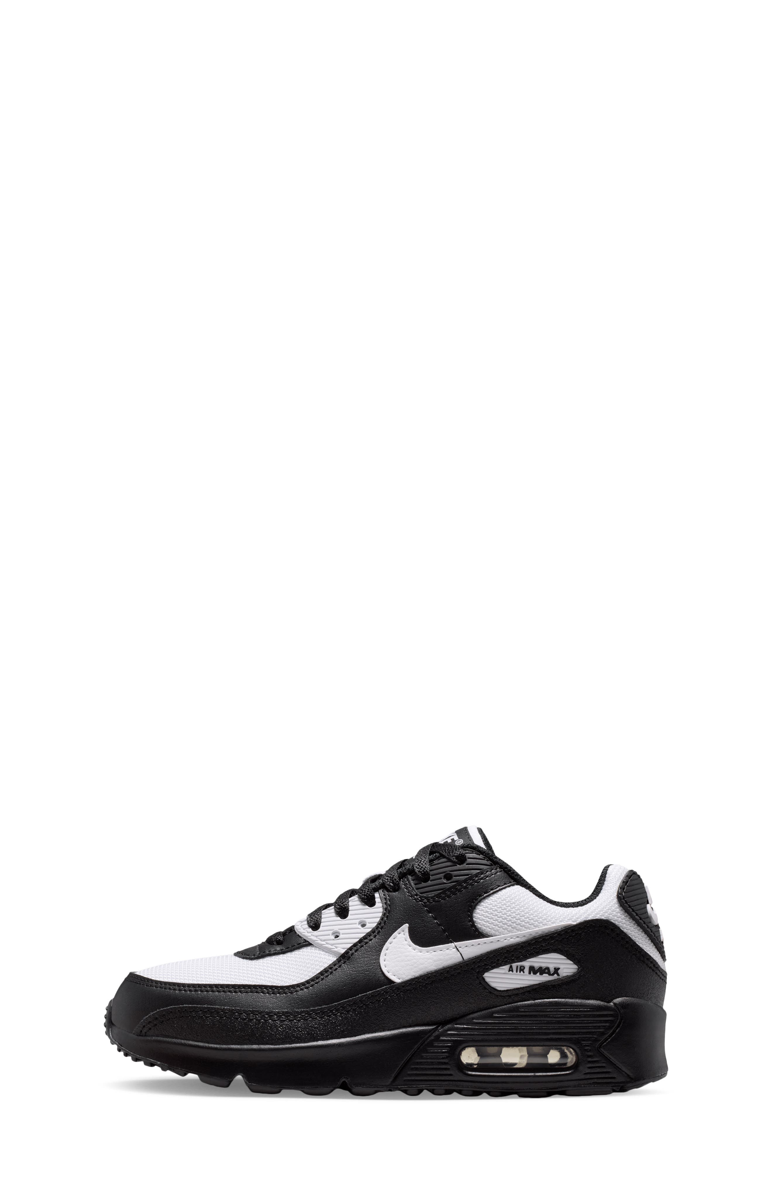 Kids' Air Max 90 Mesh Sneaker, Alternate, color, BLACK/ WHITE