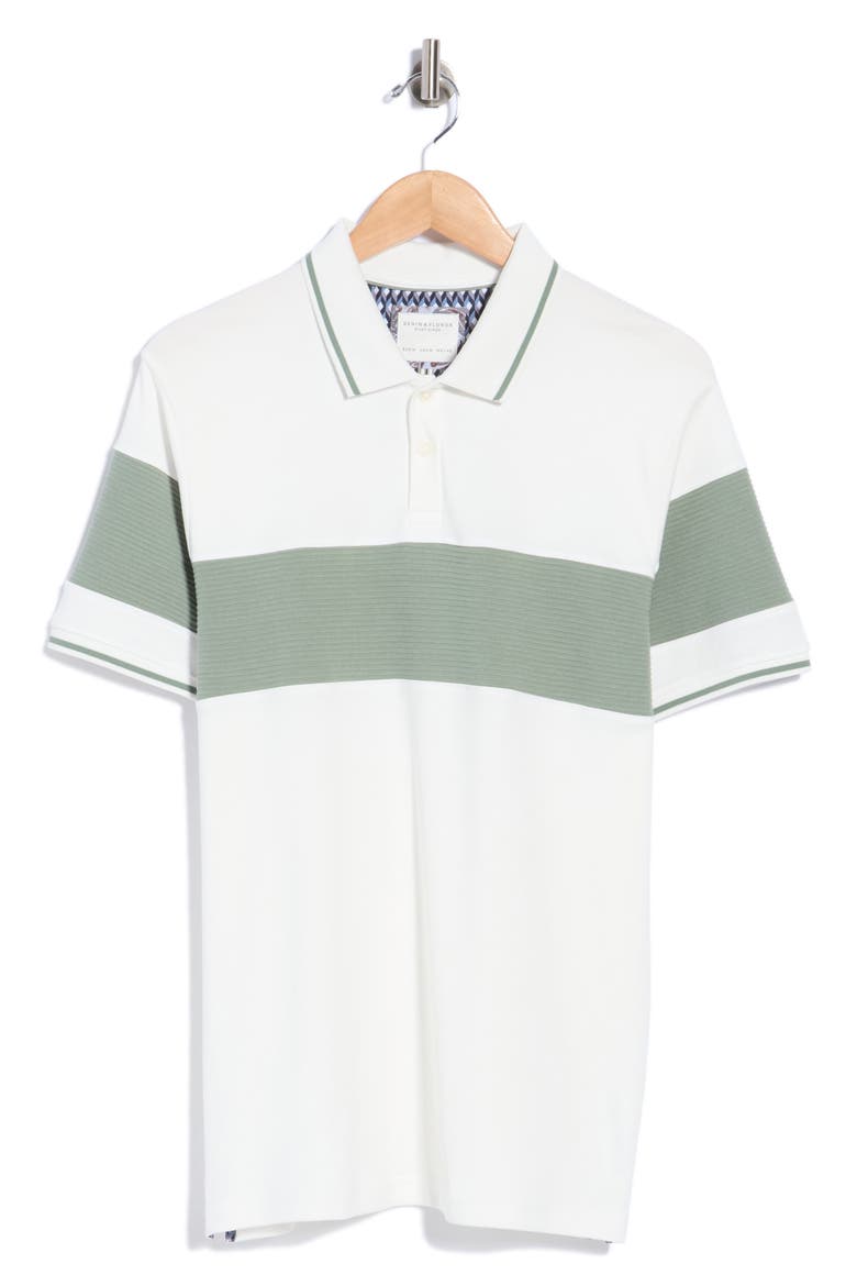 Textured Chest Stripe Polo, Alternate, color, DULL WHITE