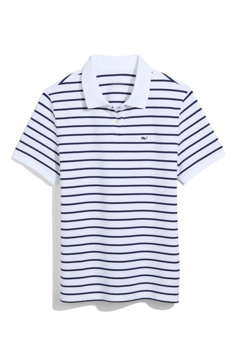 Classic Piqué Polo, Main, color, B.STRIPE- WHITE/ NAVY