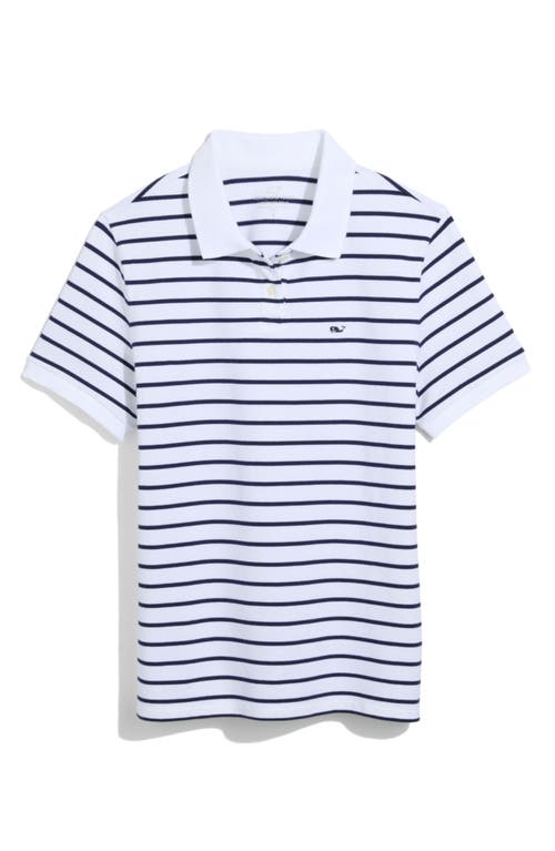 Vineyard Vines Classic Piqué Polo In B.stripe- White/navy