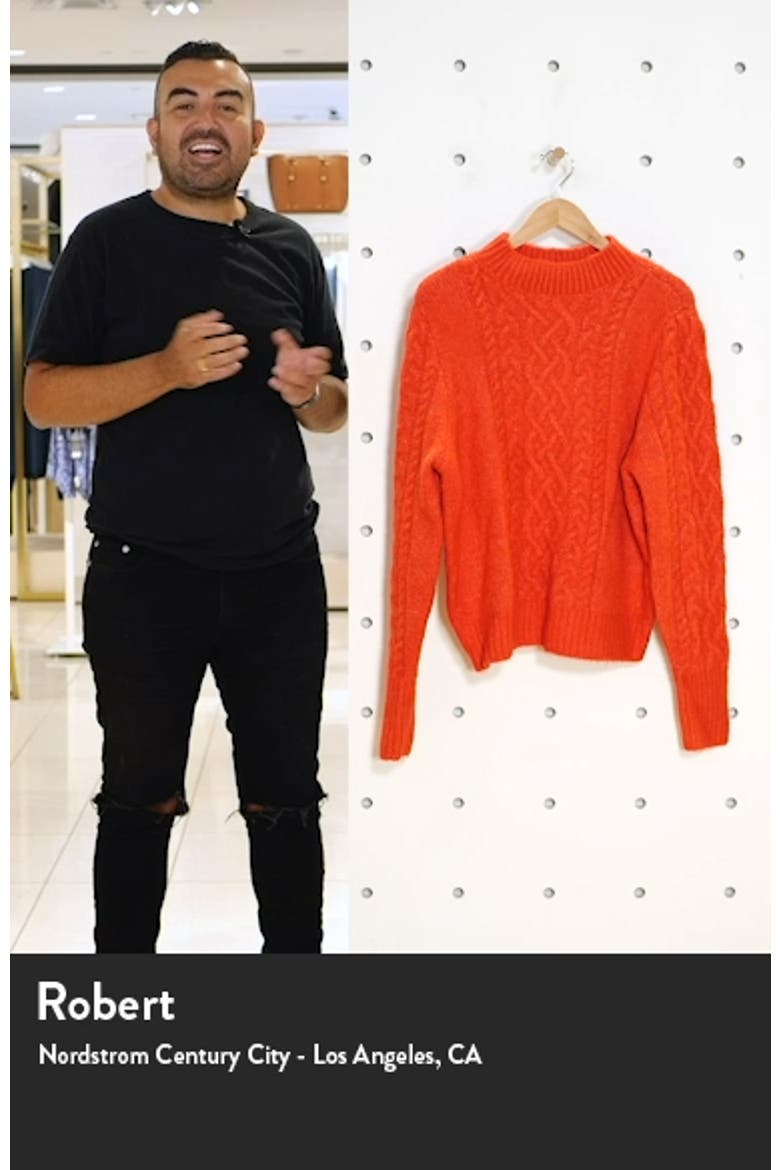 x Atlantic-Pacific Mock Neck Cable Knit Sweater video