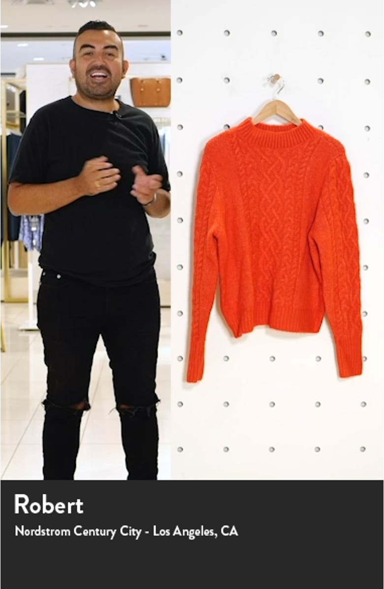 x Atlantic-Pacific Mock Neck Cable Knit Sweater, sales video thumbnail