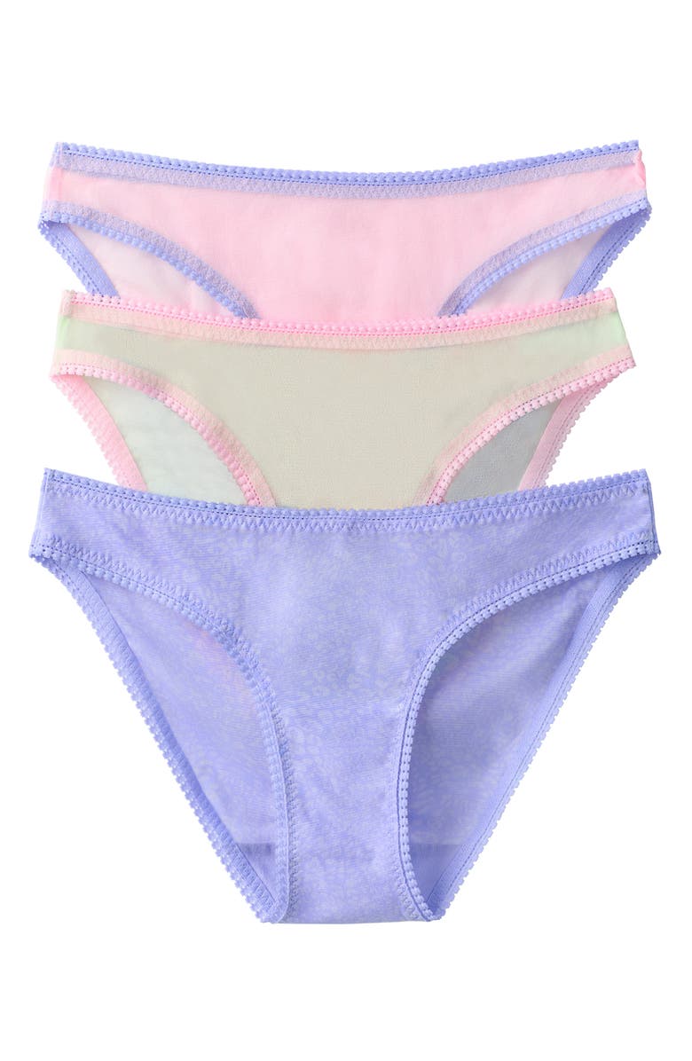 On Gossamer 3-Pack Mesh Hip Bikinis, Main, color, Dl/Pd/Ma