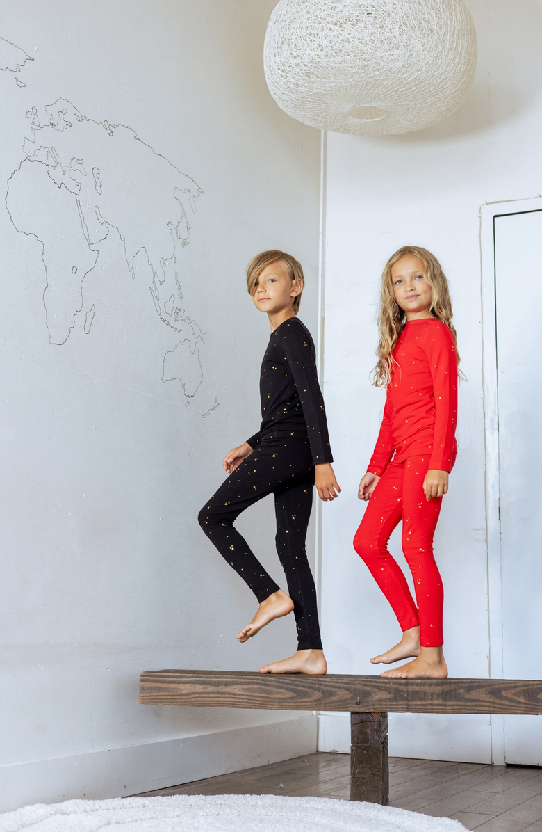 NoggiWear Star Print Footie, Alternate, color, Black / Gold Stars