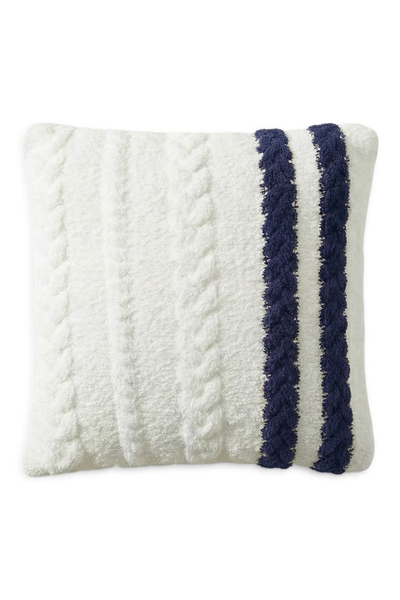 Snug Braided Accent Pillow, Main, color, OFF WHITE / MIDNIGHT