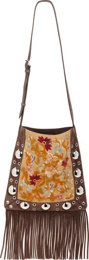 ショルダーバッグ・ポシェット VALENTINO EMBROIDERED SMALL NELLCOTE CROSSBODY BAG Valentino Garavani Small Nellcôte Fringe Stud Embroidered