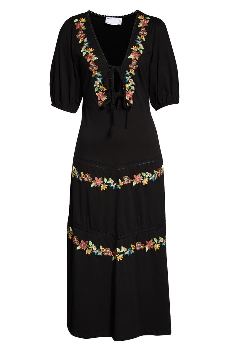ASOS DESIGN Floral Embroidered Cotton Midi Dress, Alternate, color, 