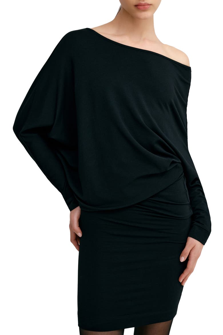 Beekman Sweatshirt Dress, Alternate, color, BLACK
