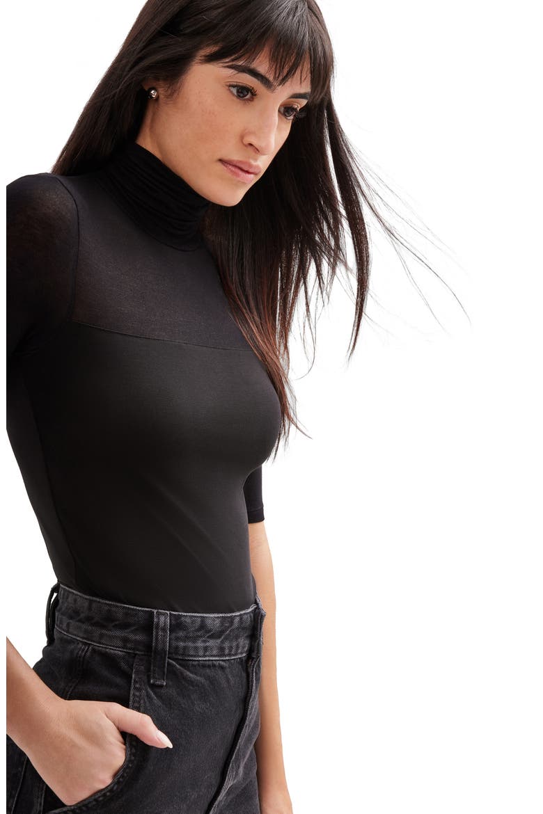 Niko Jersey Turtleneck Top, Alternate, color, BLACK