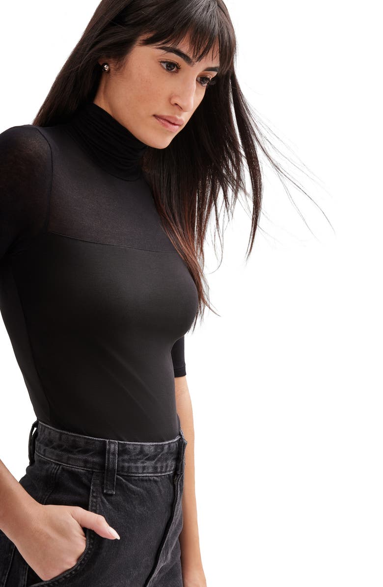 Marcella Niko Jersey Turtleneck Top, Alternate, color, Black