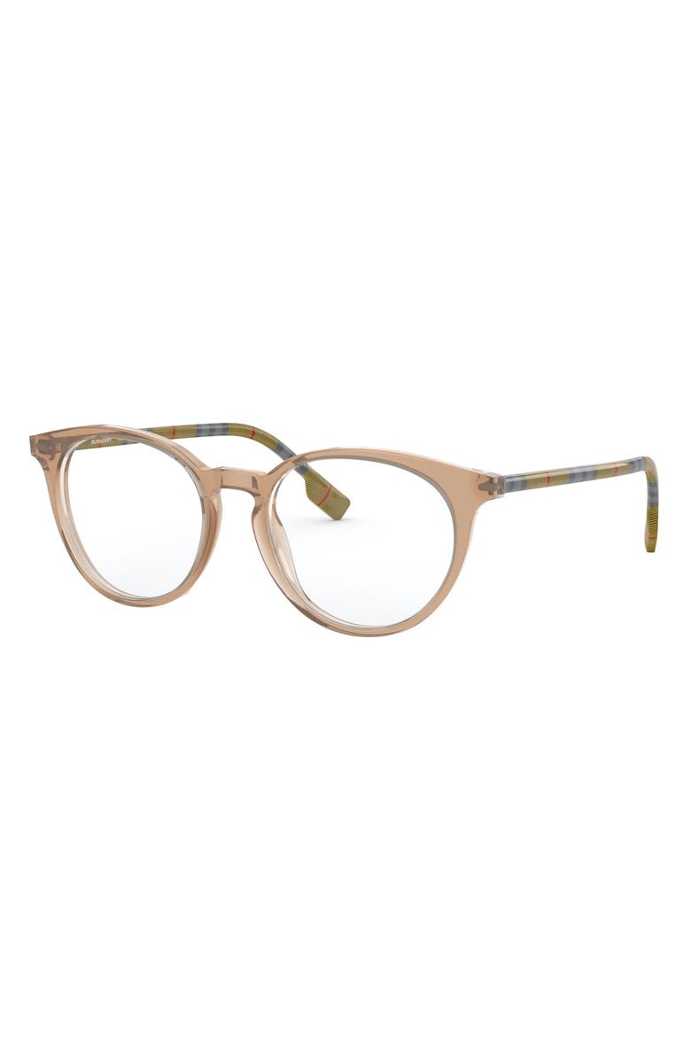 Burberry 51mm Round Optical Glasses, Alternate, color, Transparent Brown
