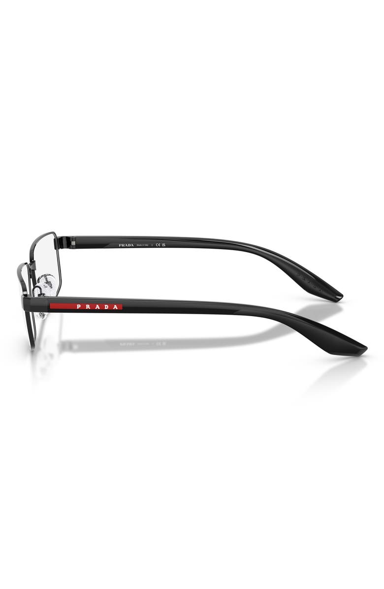 Prada Linea Rossa 55mm Rectangular Optical Glasses, Alternate, color, Black