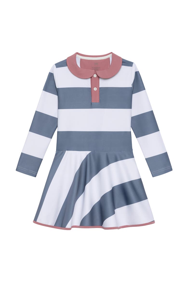 Girl's Rugby Dress, Main, color, Slate White Stripe