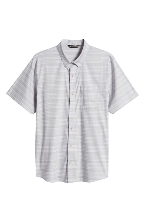 Travismathew On The Table Stripe Short Sleeve Stretch Button-up Shirt In Micro Chip