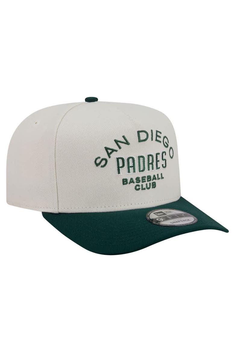 Men's New Era  Cream/Dark Green San Diego Padres Chrome A-Frame 9FIFTY Snapback Hat, Alternate, color, Cream