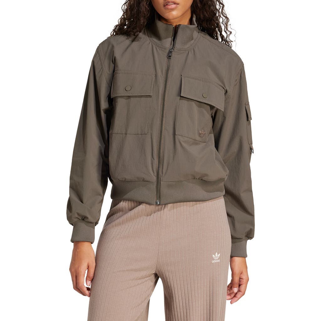 Shop Adidas Originals Essential Woven Jacket In Shadow Olive