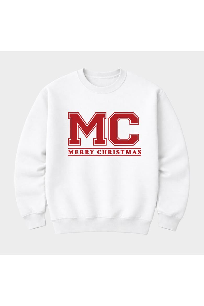 Merry Christmas Initials Sweatshirt, Alternate, color, White