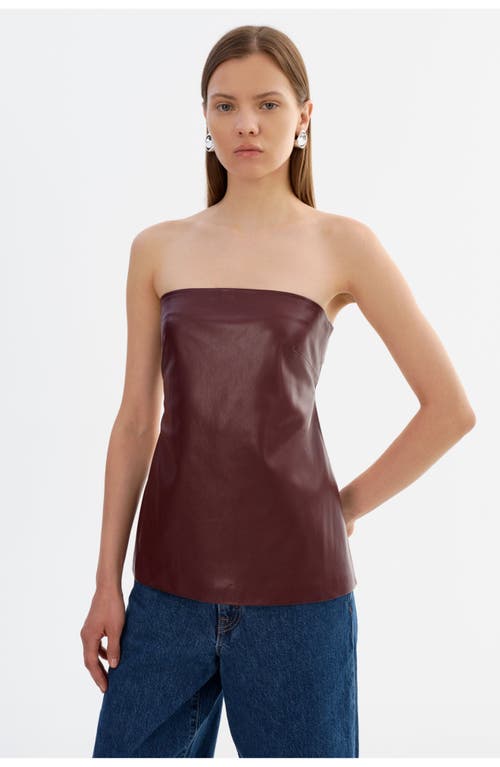 Lamarque Katya | Faux Leather Open Back Strapless Top In Brown