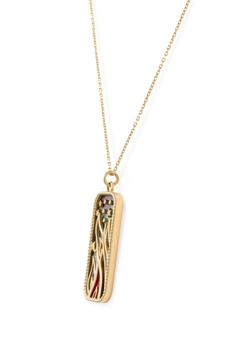 Elements of Love Fire Pendant Necklace, Alternate, color, BLACK PEARL/ RED CORAL