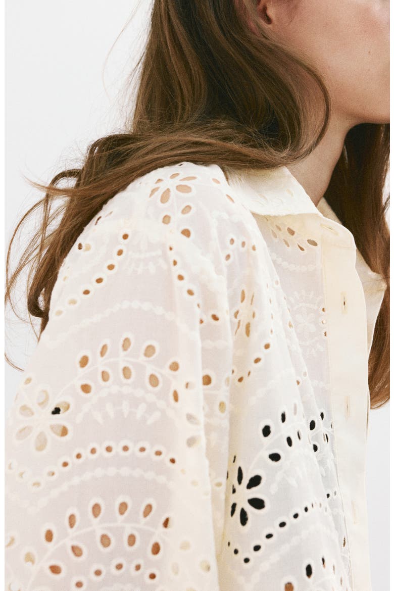 Eyelet Cotton Shirt, Alternate, color, ECRU