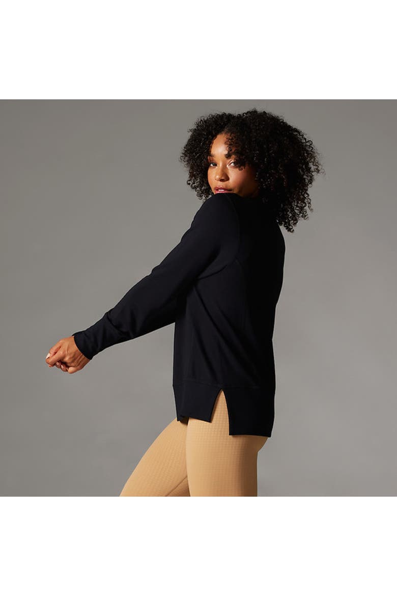 Cozy Funnel Neck Sweatshirt, Alternate, color, EBONY