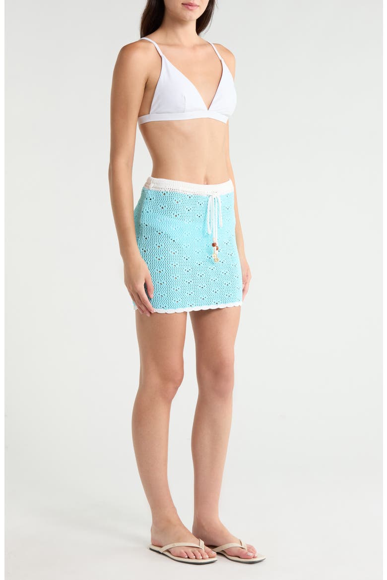 Drawstring Knit Miniskirt, Alternate, color, PRETTY BLUE