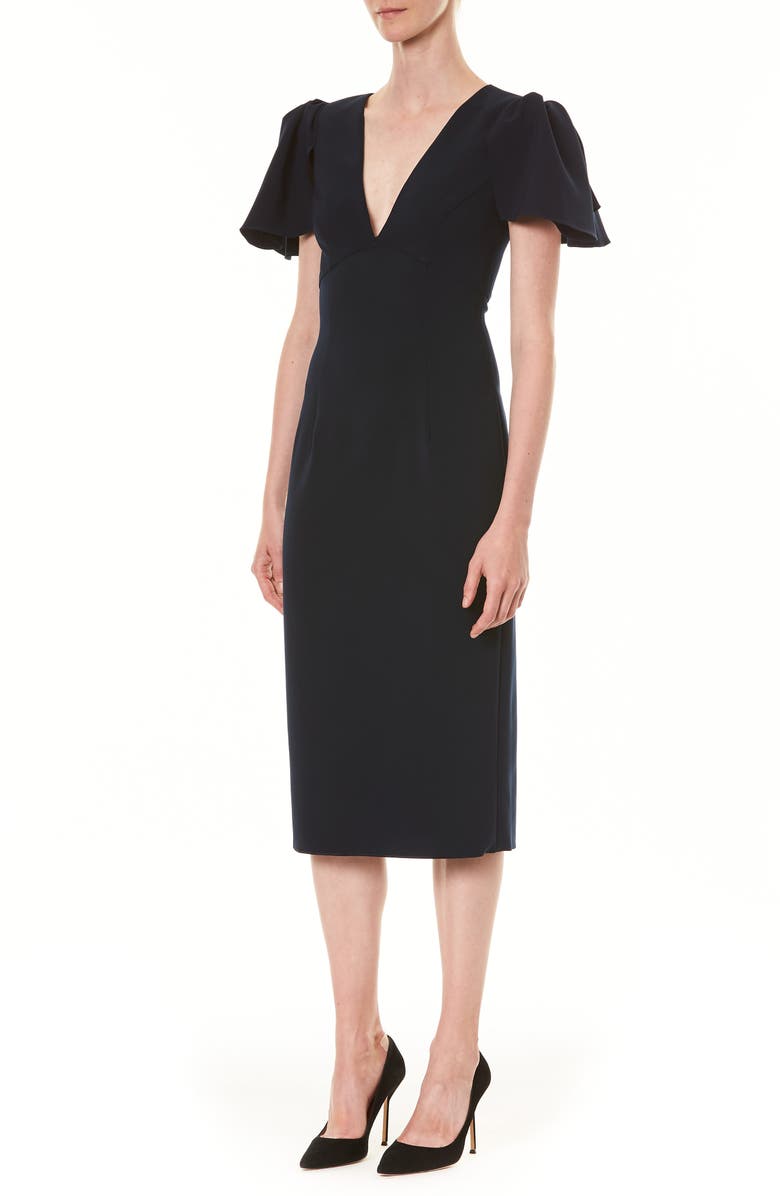Carolina Herrera Ruffle Sleeve Sheath Dress, Alternate, color,