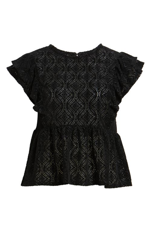 Treasure & Bond Flutter Sleeve Peplum Top In Black