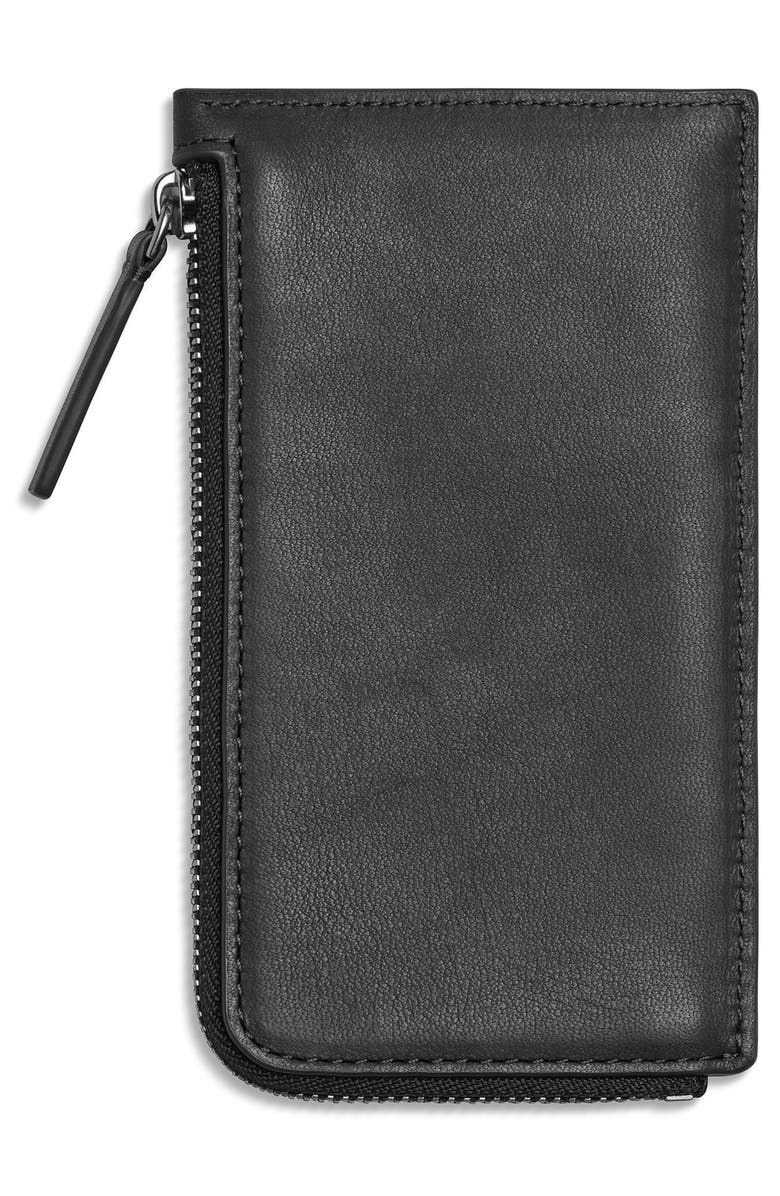 Shinola Leather Zip Around Card Case, Alternate, color, Black
