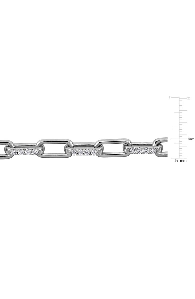 DELMAR Created White Sapphire Oval Link Frontal Necklace, Alternate, color, Silver