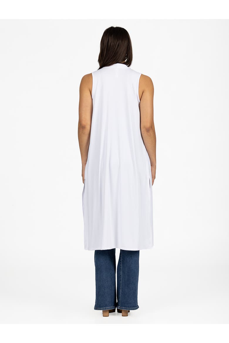 Sleeveless Long Cardigan Vest with Side Slit, Alternate, color, White
