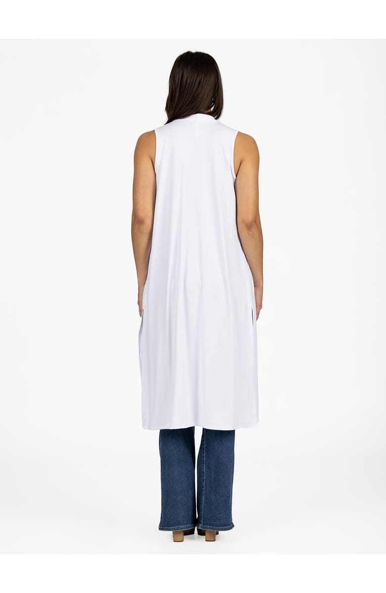 24seven Comfort Apparel Sleeveless Long Cardigan Vest with Side Slit, Alternate, color, White