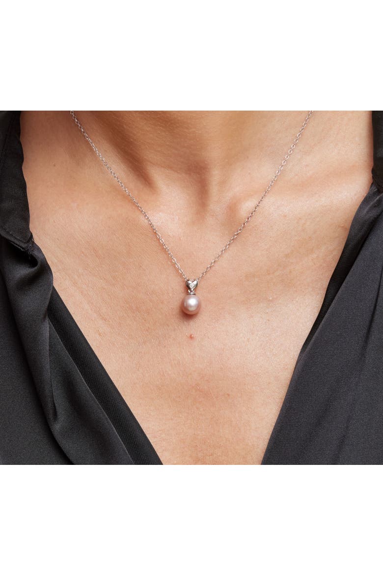Pink Freshwater Pearl & Diamond Lev Pendant, Alternate, color, White Gold